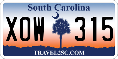 SC license plate XOW315
