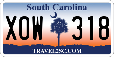 SC license plate XOW318