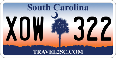 SC license plate XOW322