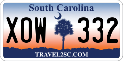 SC license plate XOW332