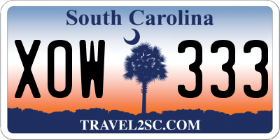 SC license plate XOW333
