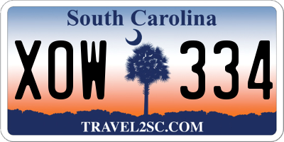 SC license plate XOW334