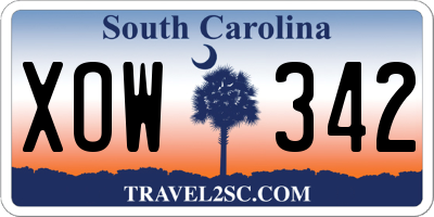 SC license plate XOW342