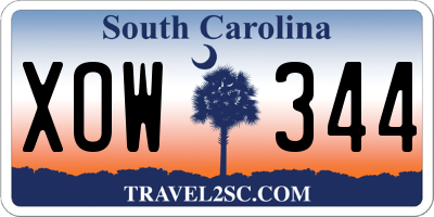 SC license plate XOW344