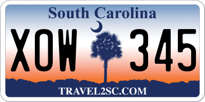 SC license plate XOW345