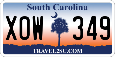 SC license plate XOW349