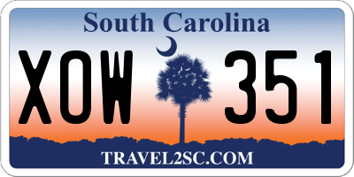 SC license plate XOW351