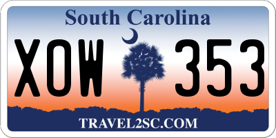 SC license plate XOW353