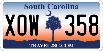 SC license plate XOW358