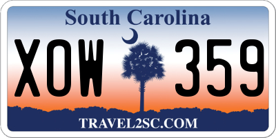 SC license plate XOW359