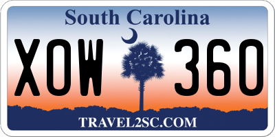 SC license plate XOW360