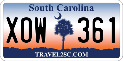SC license plate XOW361