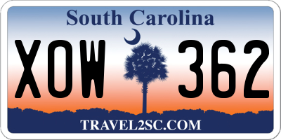 SC license plate XOW362