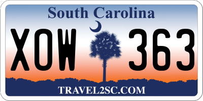 SC license plate XOW363