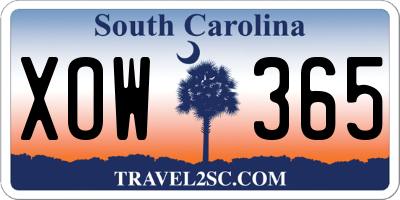 SC license plate XOW365