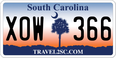SC license plate XOW366