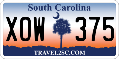 SC license plate XOW375