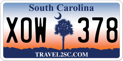 SC license plate XOW378
