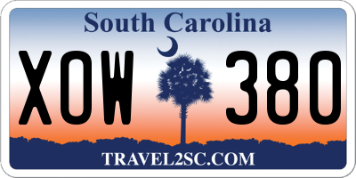 SC license plate XOW380