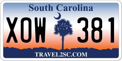 SC license plate XOW381