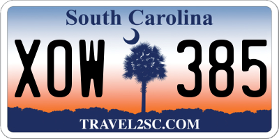 SC license plate XOW385
