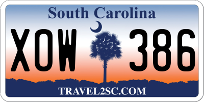 SC license plate XOW386