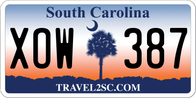 SC license plate XOW387