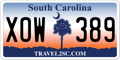 SC license plate XOW389