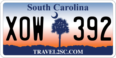 SC license plate XOW392