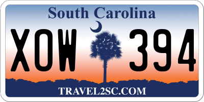 SC license plate XOW394