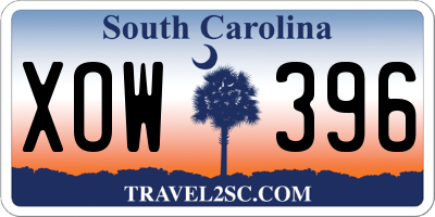 SC license plate XOW396