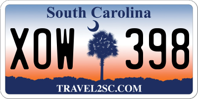 SC license plate XOW398