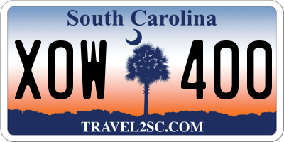 SC license plate XOW400