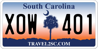 SC license plate XOW401