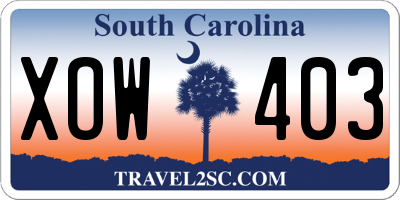 SC license plate XOW403