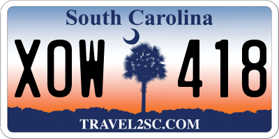 SC license plate XOW418