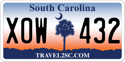 SC license plate XOW432