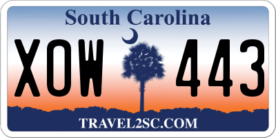 SC license plate XOW443