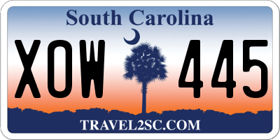 SC license plate XOW445