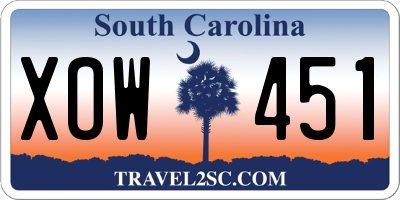 SC license plate XOW451
