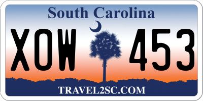 SC license plate XOW453