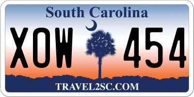 SC license plate XOW454