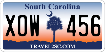SC license plate XOW456