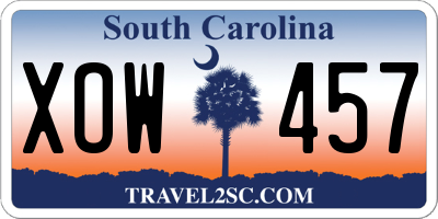 SC license plate XOW457