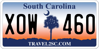 SC license plate XOW460