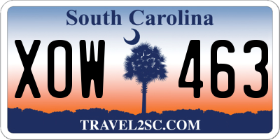 SC license plate XOW463