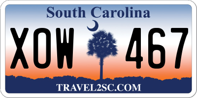 SC license plate XOW467
