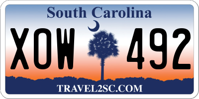 SC license plate XOW492