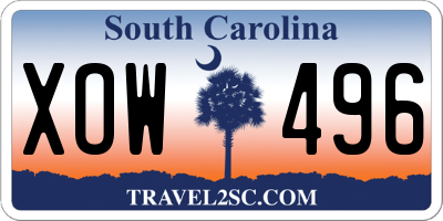 SC license plate XOW496