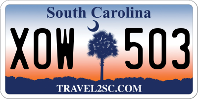 SC license plate XOW503